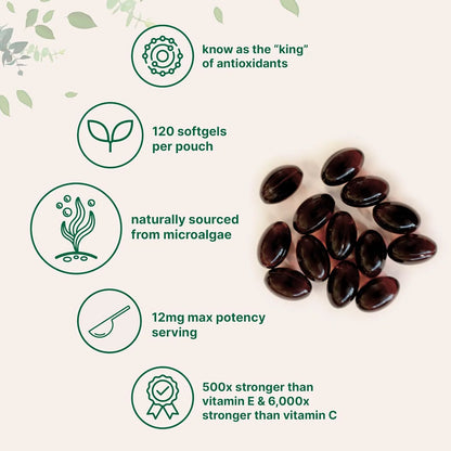 Astaxanthin 12 mg | Firmeza y Juventud para tu Piel 120 Capsulas